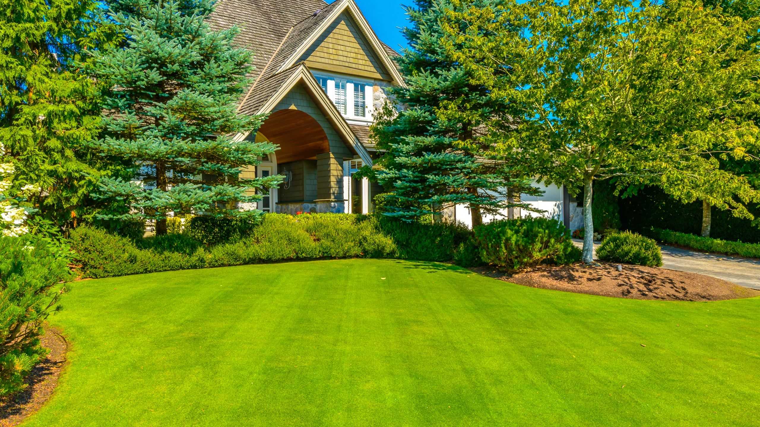 a house with a beautiful lawn